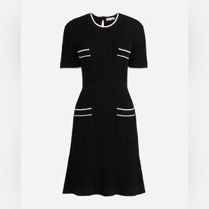 J.Crew Dress Womens L Black Sweater Short Sleeve Cable Knit Preppy Academia